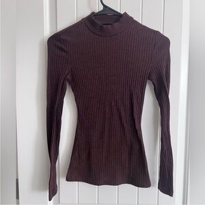 SHEIN Ribbed Long Sleeve Top - Dark Purple